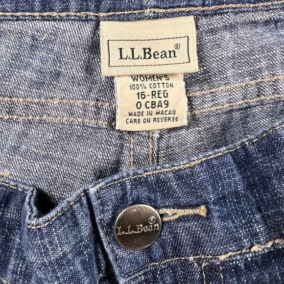 LL Bean Women’s Wide Leg Chambray Weight Denim Cropped Pants Jeans Size 16 - Picture 5 of 8